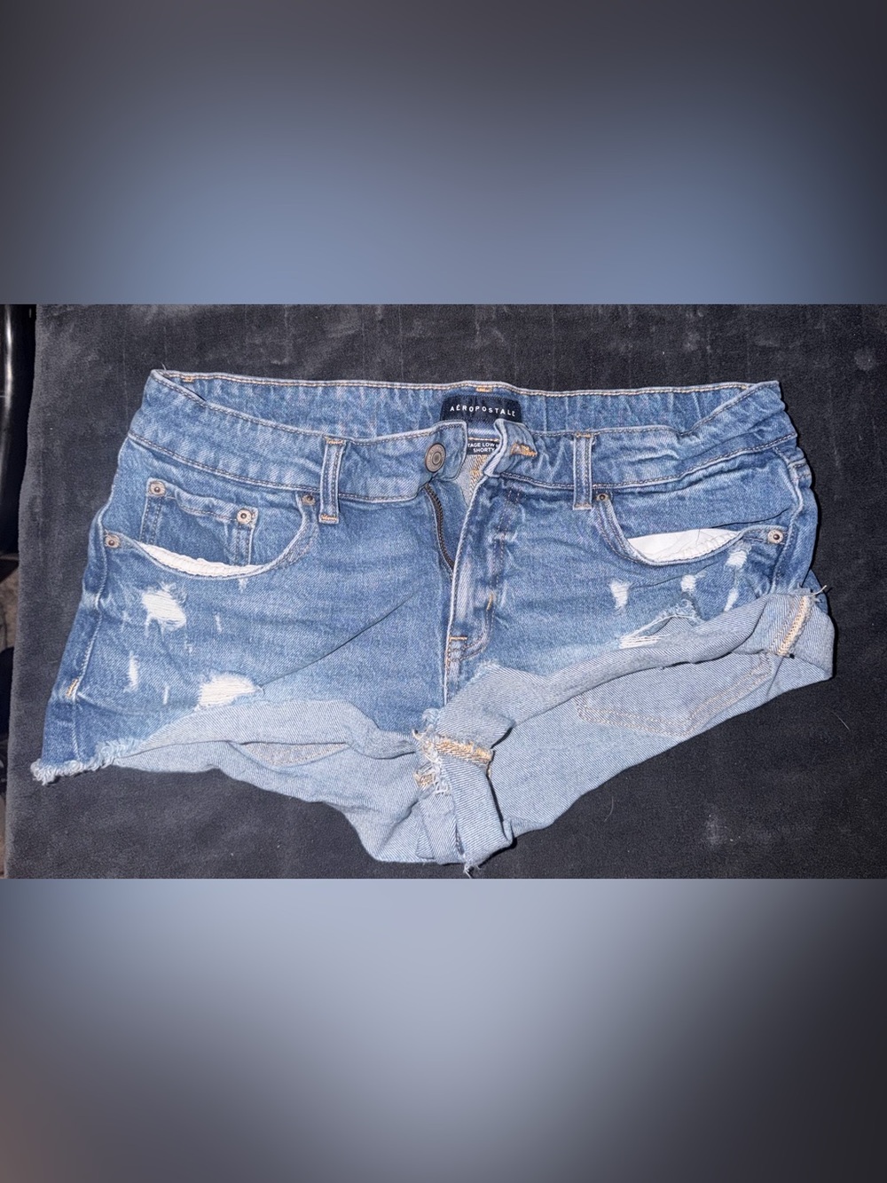 Aeropostale Women's Distressed Light Blue Denim Shorts